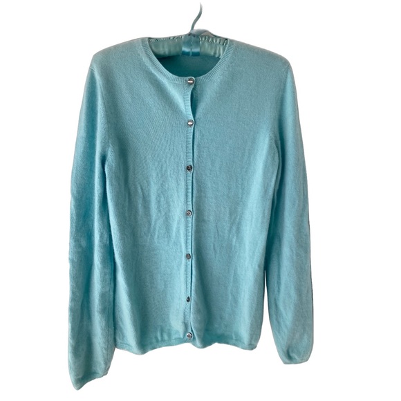 Manrico Sweaters - Manrico Cashmere Cardigan Sweater Italian Robins’ Egg Blue L